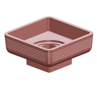 Dish with square outlet to suit round grate